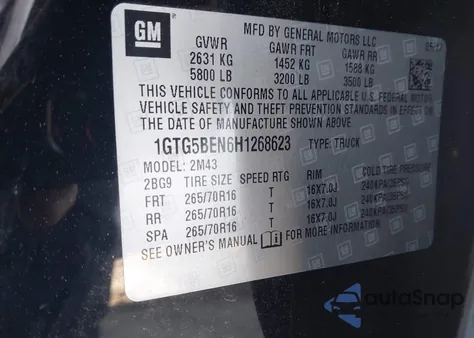 2017 GMC Canyon из США, поврежденный, VIN 1GTG5BEN6H1268623